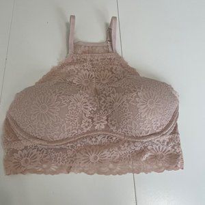 PINK Victoria's Secret Racerback Lace Bralette Beige